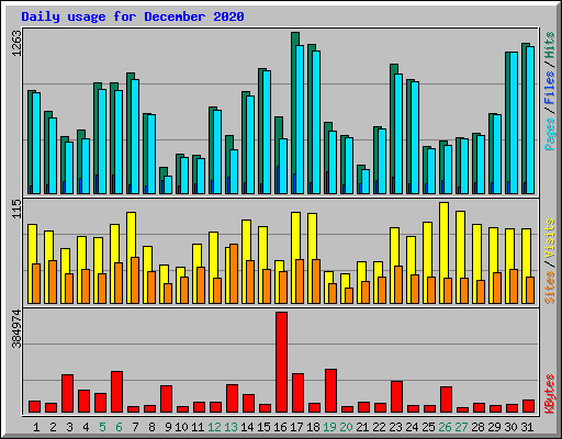 Daily usage for December 2020