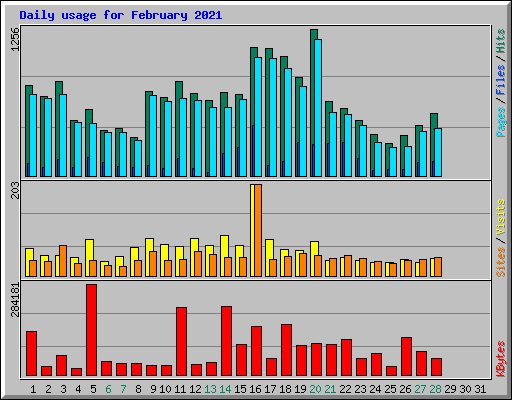 Daily usage for February 2021