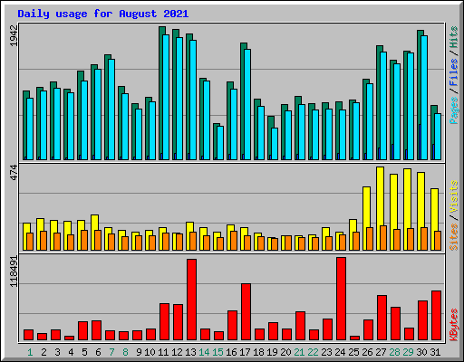 Daily usage for August 2021