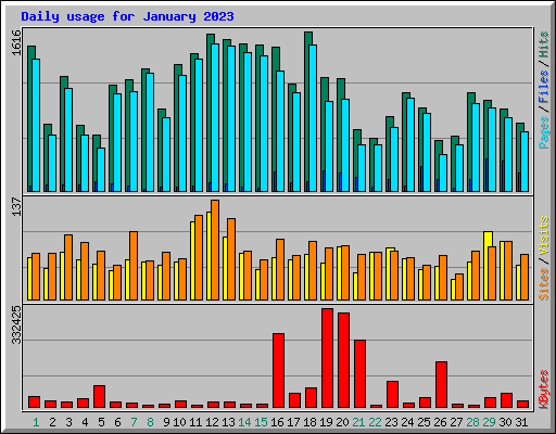 Daily usage for January 2023
