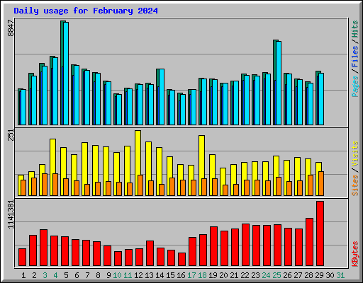Daily usage for February 2024