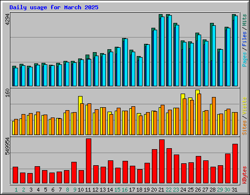 Daily usage for March 2025