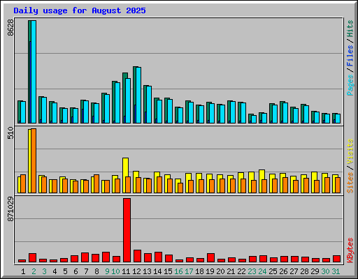 Daily usage for August 2025