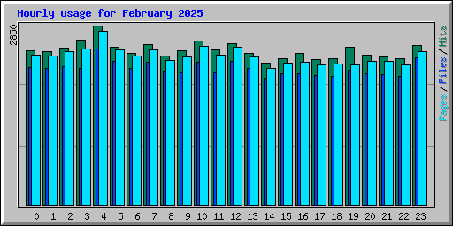 Hourly usage for February 2025